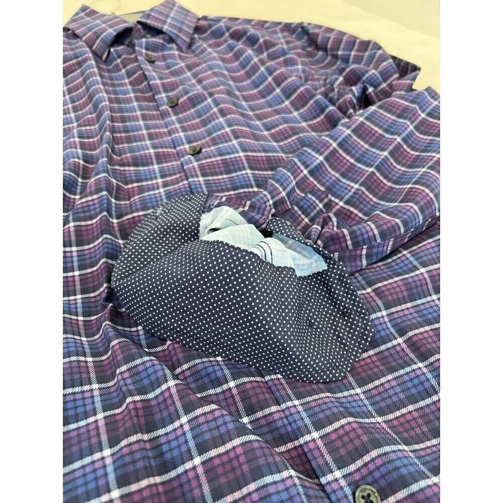 NWOT W.R.K Size 16 OMBRE 4 Way Stretch CHECK PERFORMANCE DRESS SHIRT MSRP $98